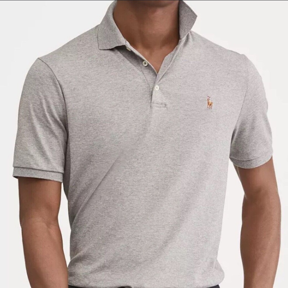 U.S. Polo Assn men’s gray neon embroidered logo polo shirt size medium